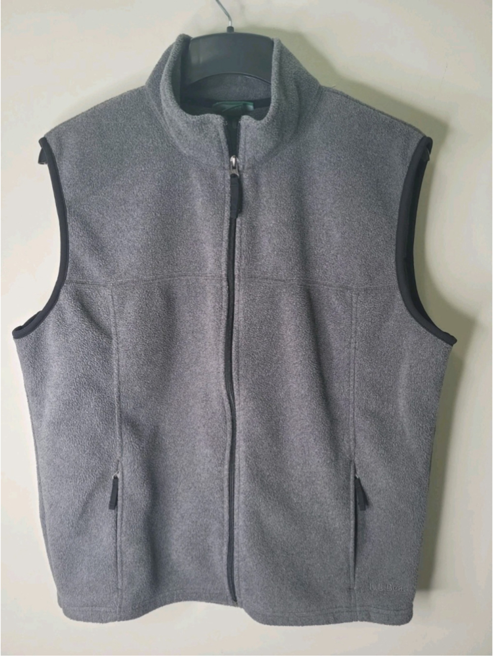 LL Bean Vintage Men's Vest Size L Grey Fleece Mock Neck Full Zip Style O ALA7